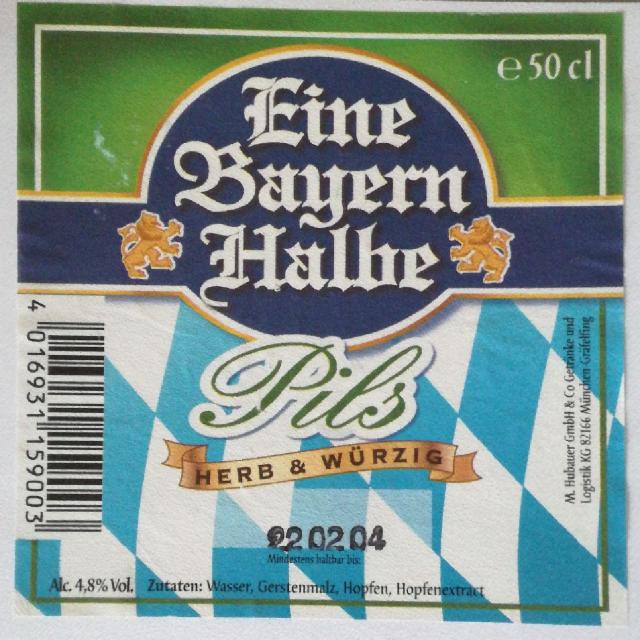 Eine Bayern Halbe Pils 4.8%, M.Hubauer GmbH München Gräfelfing, Germany