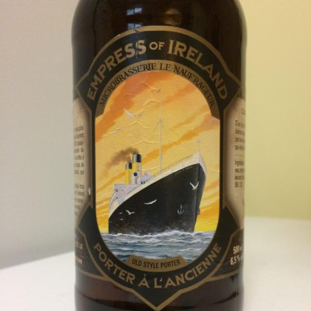 Empress of Ireland 6.5%, Microbrasserie Le Naufrageur, Canada