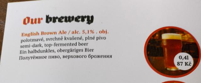 English brown al 5.1%, Pivovar Vojanův Dvůr, Czech Republic