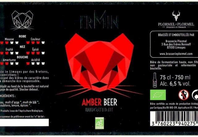 ErMin Amber Beer 6.5%, Brasserie Plormel (Ermin, La Barbotine), France