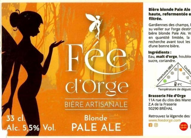 Fée D'Orge Blonde Pale Ale 5.5%, Brasserie Fée D'Orge, France