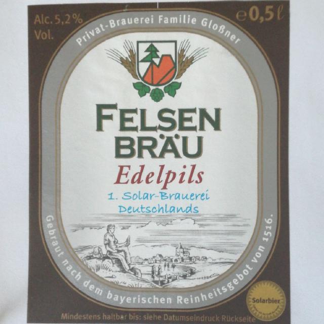Felsen Bräu edel Pils, Privatbrauerei Familie Gloßner