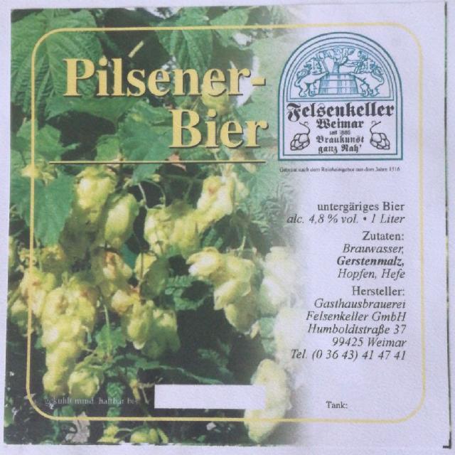 Pilsener-Bier, Gasthausbrauerei Felsenkeller Weimar