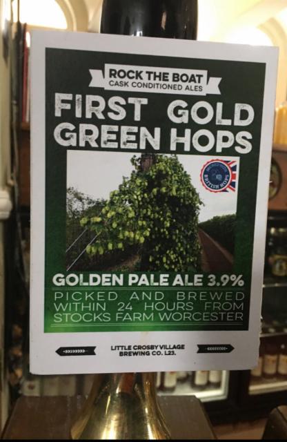 First Gold Green Hops 3.9%, Rock The Boat Brewery, England