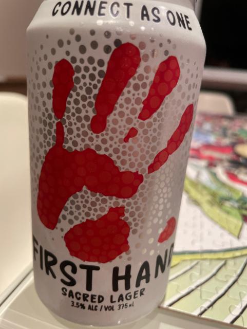 First Hand Sacred Lager 3.5%, First Hand Beer, Australia