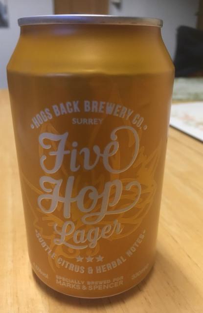 Five Hop Lager 4.5%, Hogs Back Brewery, England