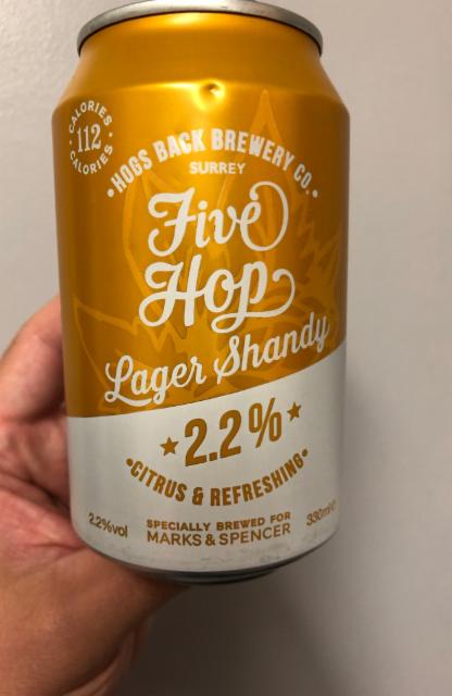 Five Hop Lager Shandy 2.2%, Hogs Back Brewery, England