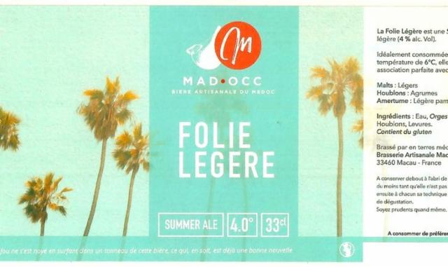 Folie Légère 4.5%, Brasserie Artisanale Mad Occ', France