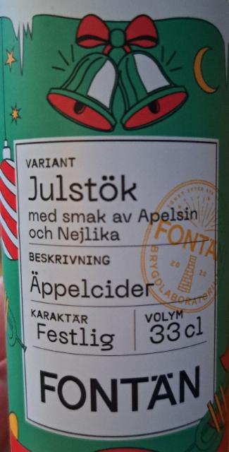 Fontän Julstök 4.5%, Kiviks Musteri / Kivik Cider Factory, Sweden