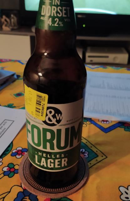 Forum Helles Lager 4.2%, Hall & Woodhouse, England