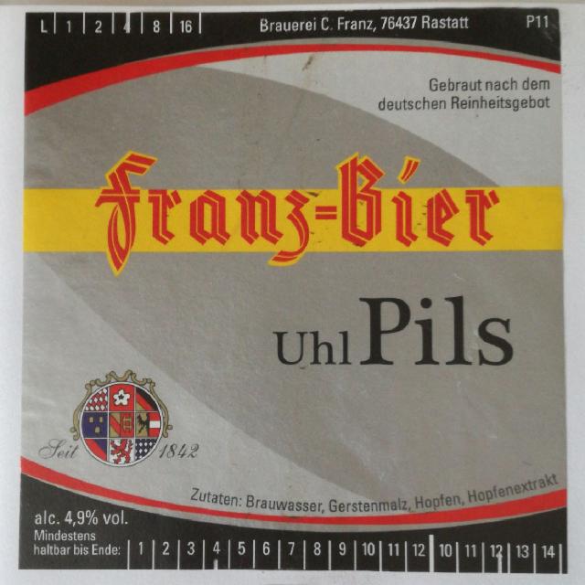 UhlPils 4.9%, Brauerei Franz Rastatt, Germany