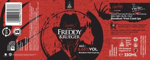 Freddy Krueger - Bloodlust West Coast IPA 6.7%, Mad Scientist, Hungary