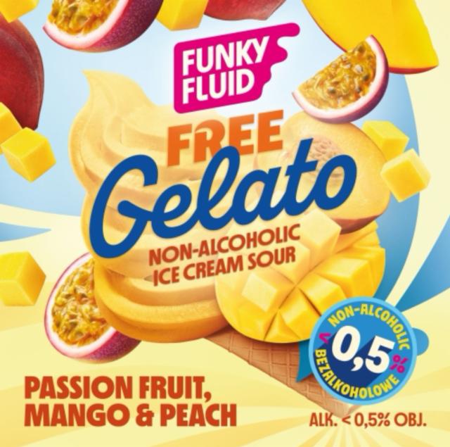 Free Gelato: Passion Fruit, Mango & Peach 0.5%, Funky Fluid, Poland