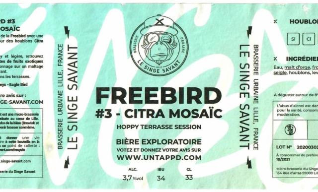 Freebird #3 - Citra Mosaïc 3.7%, Brasserie Du Singe Savant, France