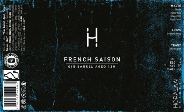 French Saison Gin Barrel Aged 12M 8.0%, Hopalaa, Latvia