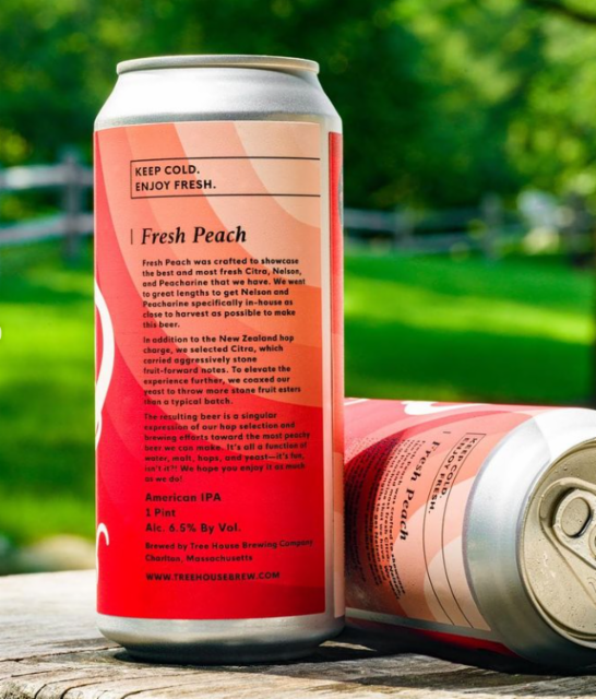 Fresh Peach 6.5%, Tree House Brewing Company, United States
