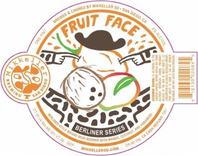 Fruit Face - Mango, Coconut & Habanero 4.0%, Mikkeller Brewing San Diego, United States