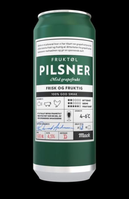 FRUKTØL PILSNER 4.5%, Macks Ølbryggeri, Norway