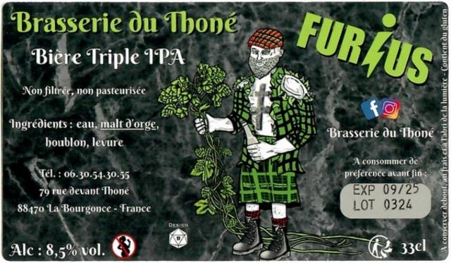Furius Triple IPA 8.5%, Brasserie Du Thoné (Furius), France