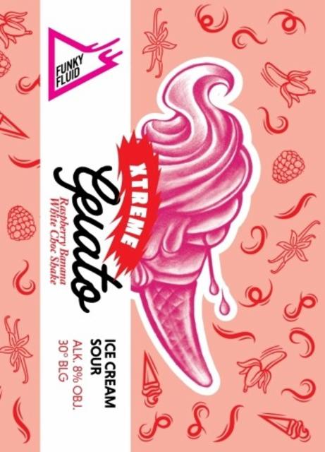 Gelato Xtreme: Raspberry Banana White Choc Shake 8.0%, Funky Fluid, Poland