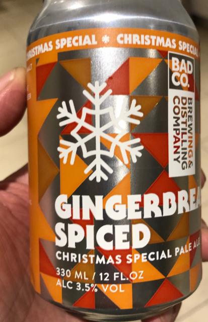 gingerbread spiced christmas special pale ale 3.5%, Bad Co., England
