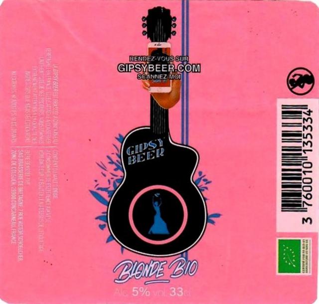 Gipsy Beer Blonde Bio 5.0%, SAS Brasserie De Bretagne (B2B), France