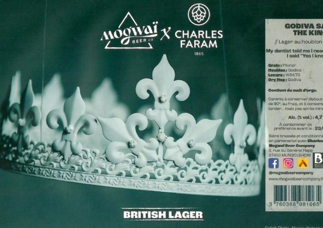 Godiva Save The King 4.7%, Mogwaï Beer Company, France