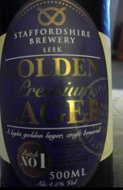 Golden Premium Lager 4.5%, Staffordshire Brewery, England
