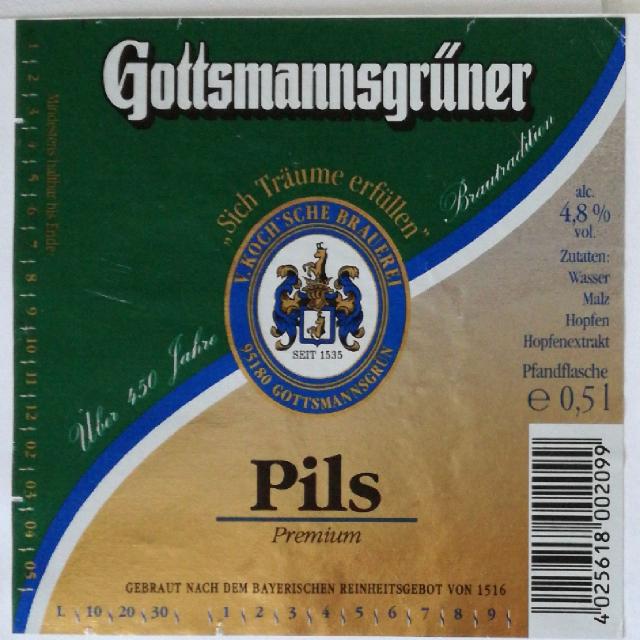 Gottsmannsgrüner Pils 4.8%, V.Koch'sche Brauerei, Germany