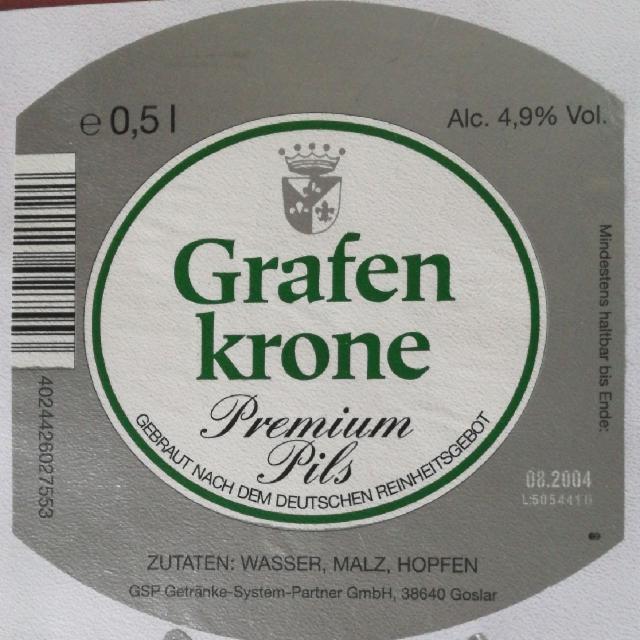 Grafenkrone Premium Pils 4.9%, GSP Getränke System Partner GmbH Goslar, Germany