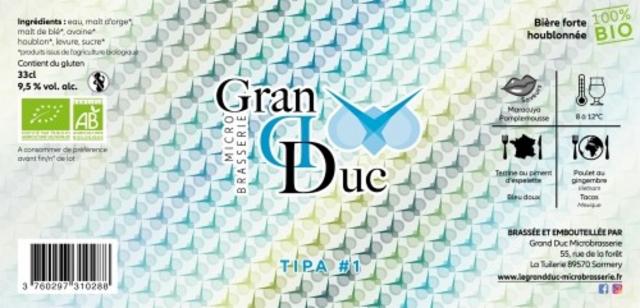 Grand Duc TIPA #1 9.5%, Microbrasserie Grand Duc, France