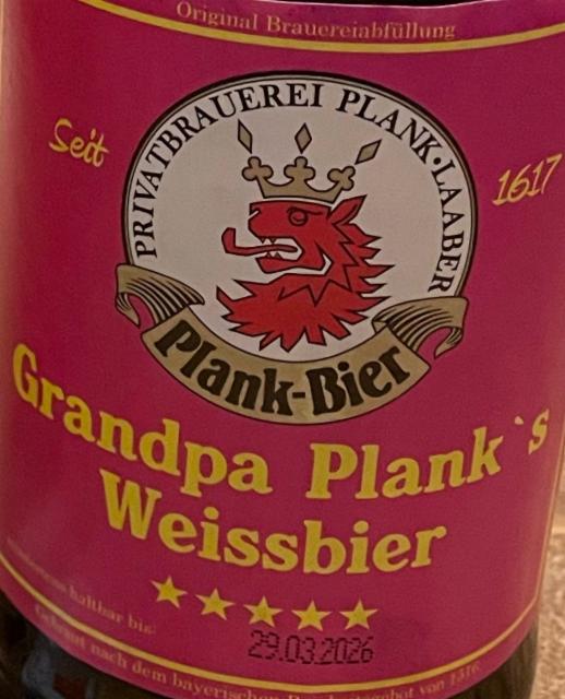 Grandpa Plank's Weissbier 4.9%, Brauerei Michael Plank, Germany