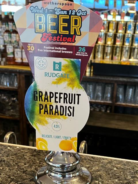 Grapefruit Paradisi 4.5%, Rudgate Brewery, England