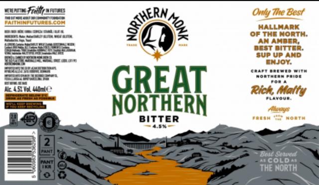 Great northern bitter 2024 4.5%, Northern Monk Brew Co., England
