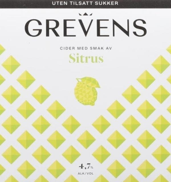 Grevens Cider Med Smak Av Sitrus 4.7%, Hansa Borg Bryggerier (Royal Unibrew), Norway