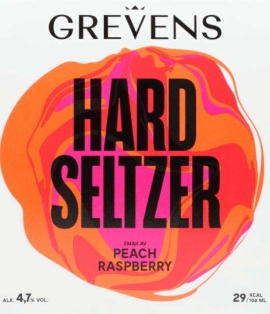 Grevens Hard Seltzer Peach Raspberry 4.7%, Hansa Borg Bryggerier (Royal Unibrew), Norway
