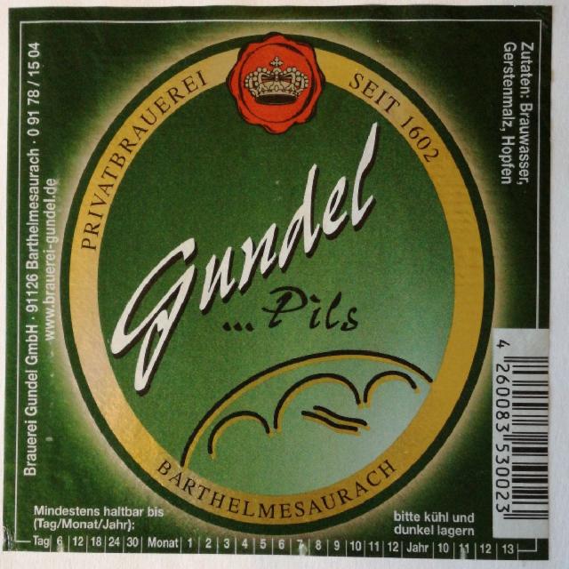 Gundel Pils 5.0%, Brauerei Gundel,Barthelmesaurach, Germany