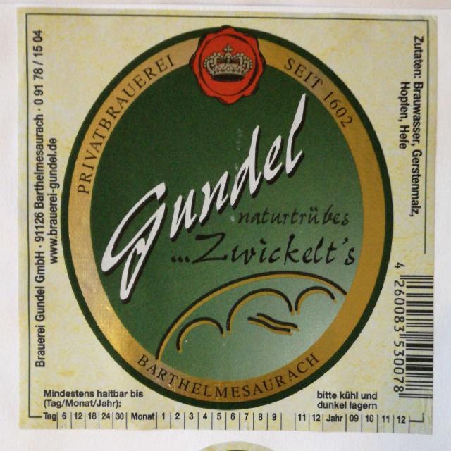Gundel Zwickl 5.0%, Brauerei Gundel,Barthelmesaurach, Germany