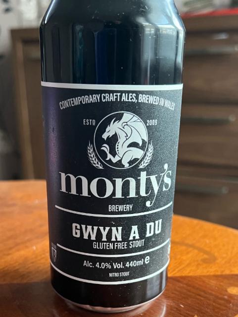 Gwyn A Du 4.0%, Monty's Brewery, Wales