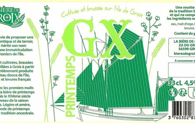 GX Printemps 4.5%, La Bière De Groix (GX), France