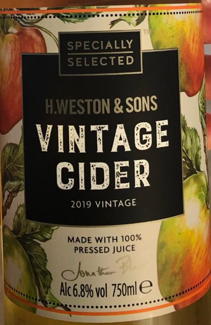 H. Weston & Sons Vintage Cider 2019 6.8%, Westons Cider, England