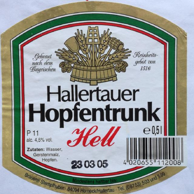 Hallertauer Hopfentrunk Hell, Brauerei Horneck GmbH & Co. KG