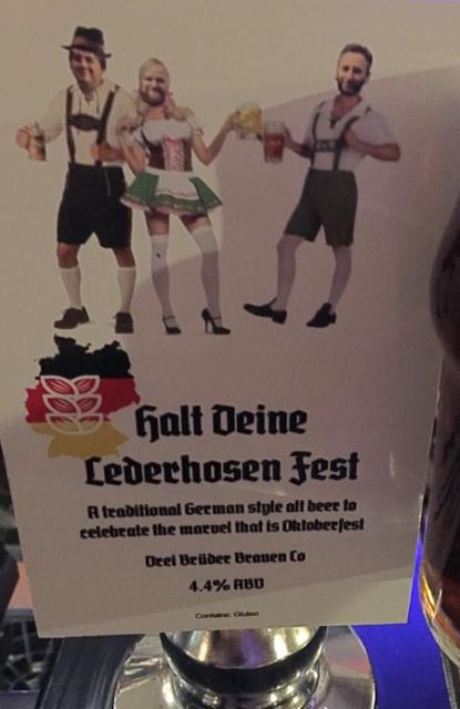 Halt Deine Lederhosen Fest 4.4%, Three Brothers Brewing Co, England