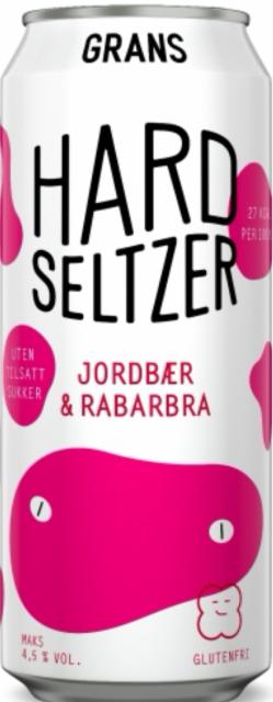 Hard seltzer jordbær & rabarbra 4.5%, Grans Bryggeri, Norway