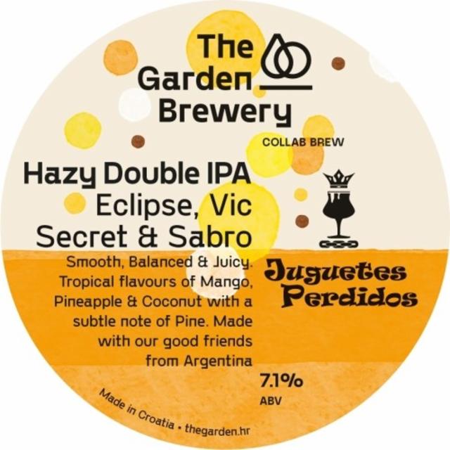Hazy Double IPA: Eclipse, Vic Secret & Sabro (Collab Juguetes Perdidos) 7.1%, The Garden Brewery, Croatia