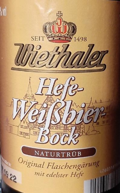 Wiethaler Hefe-Weißbier Bock 6.2%, Brauerei Wiethaler, Germany