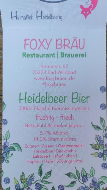 Heidelbeer Bier 5.7%, Foxy Bräu, Germany