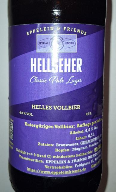 Hellseher Helles Vollbier 4.8%, Eppelein & Friends Craft Bier Manufaktur, Germany
