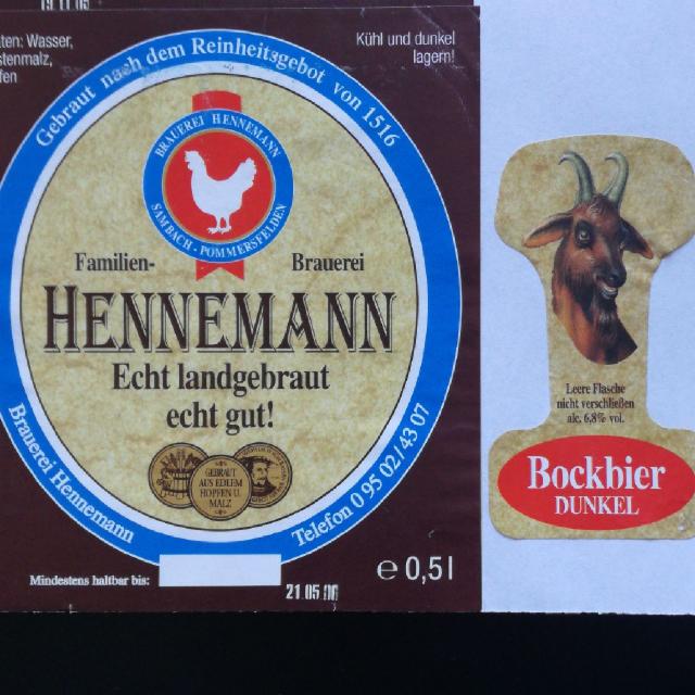 Hennemann Bockbier dunkel 6.8%, Brauerei Hennemann, Sambach-Pommersfelden, Germany