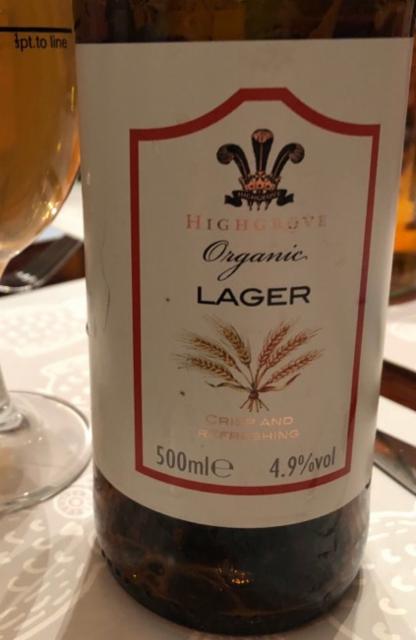 Highgrove Organic Lager 4.9%, Stroud Brewery, England